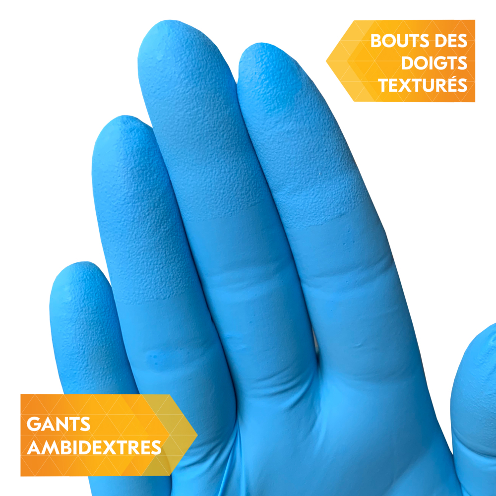 Gants en nitrile bleus KleenGuard® G10 2PRO™ 54420 - Gants jetables résistants - 10 boîtes de 100 gants EPI bleus, XS (1 000 pièces au total) - 54420