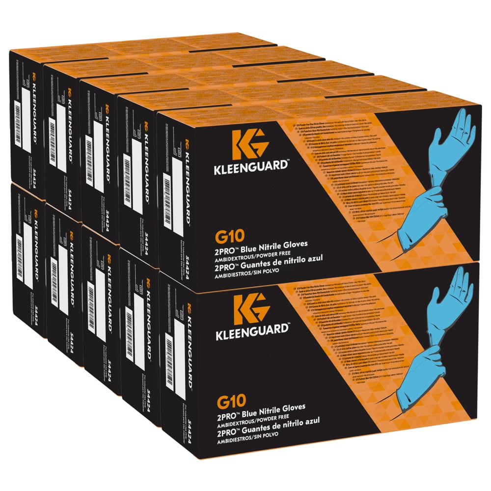 KleenGuard® G10 2PRO™ Blaue Nitrilhandschuhe 54424 – Starke Einweghandschuhe – 10 Boxen x 90 Blau, XL, PSA-Handschuhe (900 gesamt) - 54424