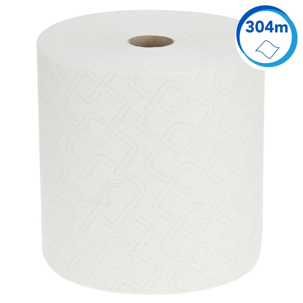 Essuie-mains Scott® Extra Strong 6686 - 304 m, blancs, 1 épaisseur (6 rouleaux par caisse) - 6686