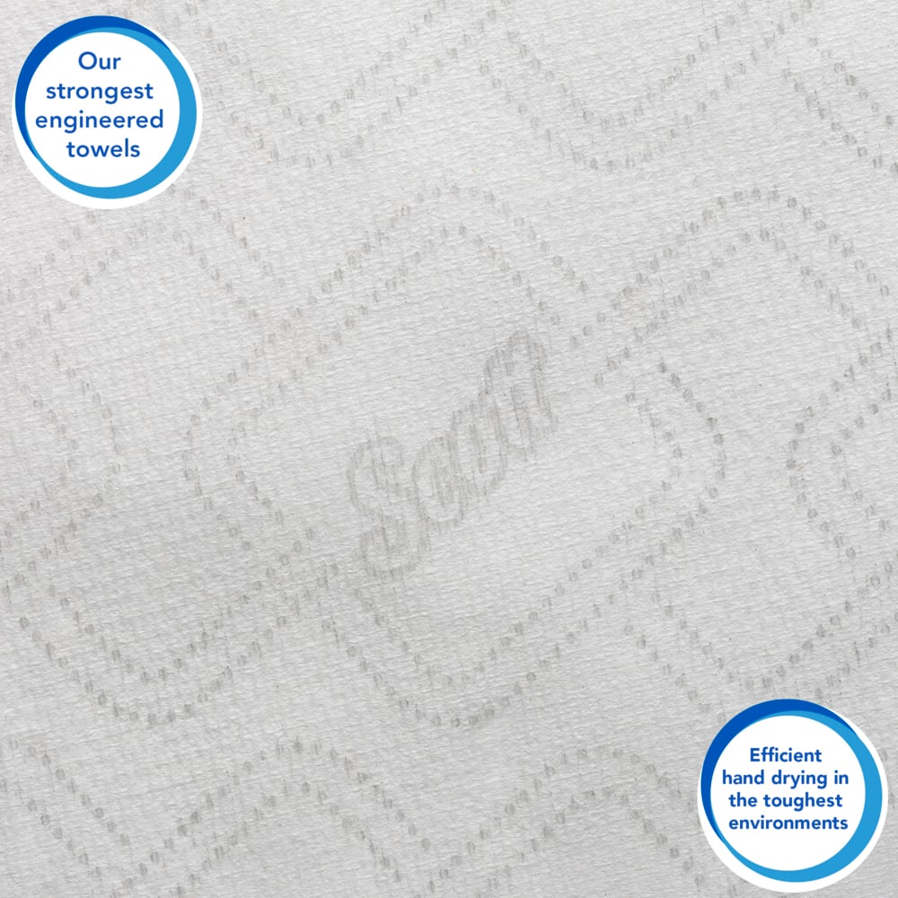 Essuie-mains Scott® Extra Strong 6686 - 304 m, blancs, 1 épaisseur (6 rouleaux par caisse) - 6686