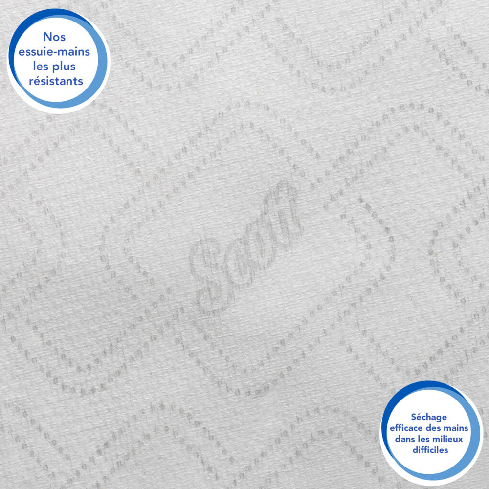 Essuie-mains Scott® Extra Strong 6686 - 304 m, blancs, 1 épaisseur (6 rouleaux par caisse) - 6686