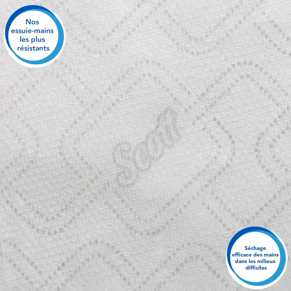 Essuie-mains Scott® Extra Strong 6686 - 304 m, blancs, 1 épaisseur (6 rouleaux par caisse) - 6686