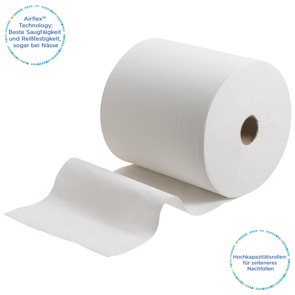 Rouleau d'essuie-mains en papier Kleenex® Ultra™ 6238 - Essuie-mains en papier 2 épaisseurs - 6 rouleaux x 180 m d'essuie-mains blanc (1 080 m au total) - 6238