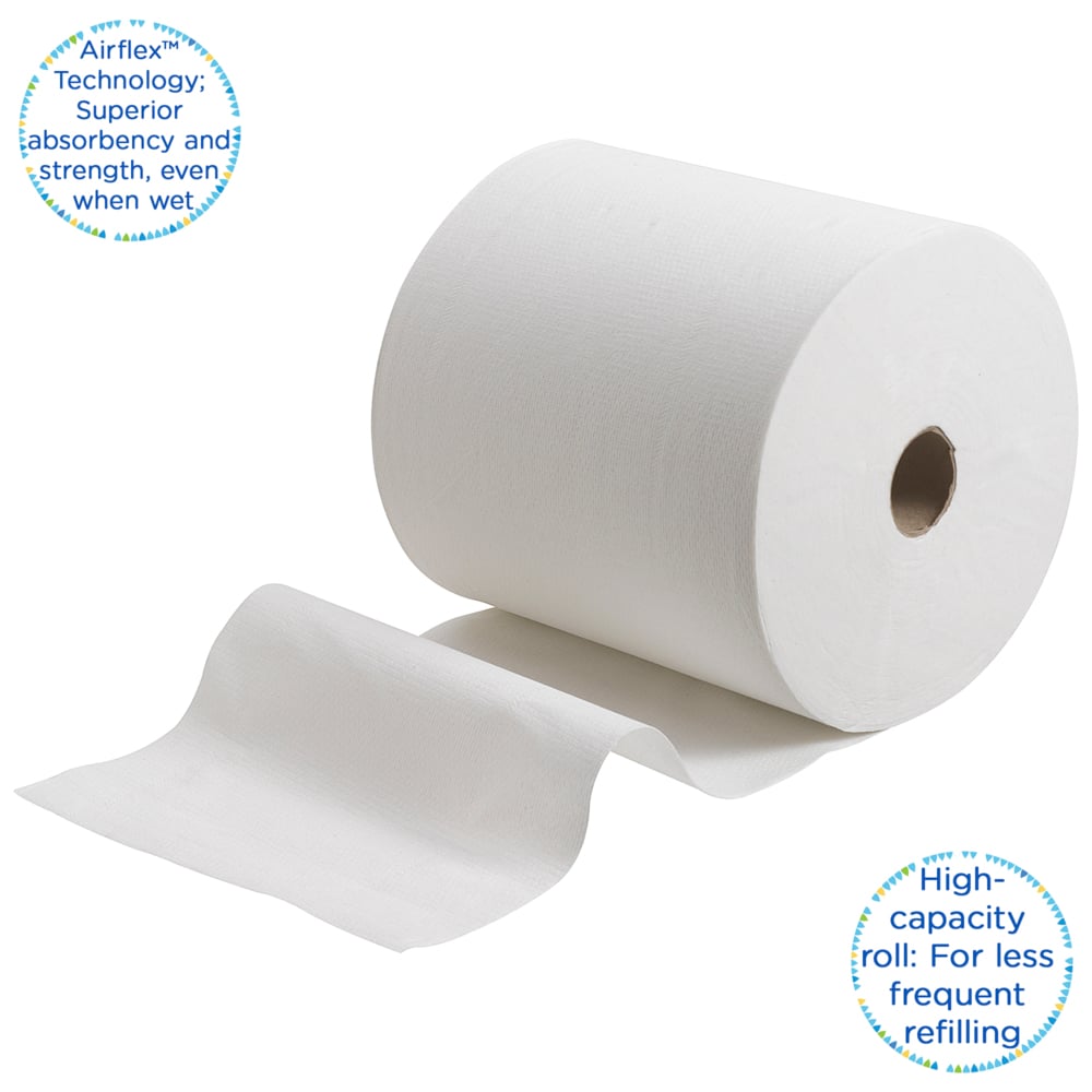 Kleenex® Ultra™-papierrol 6238 - 2-laags papieren handdoeken - 6 rollen x 180 m witte handdoeken (1080 m totaal) - 6238