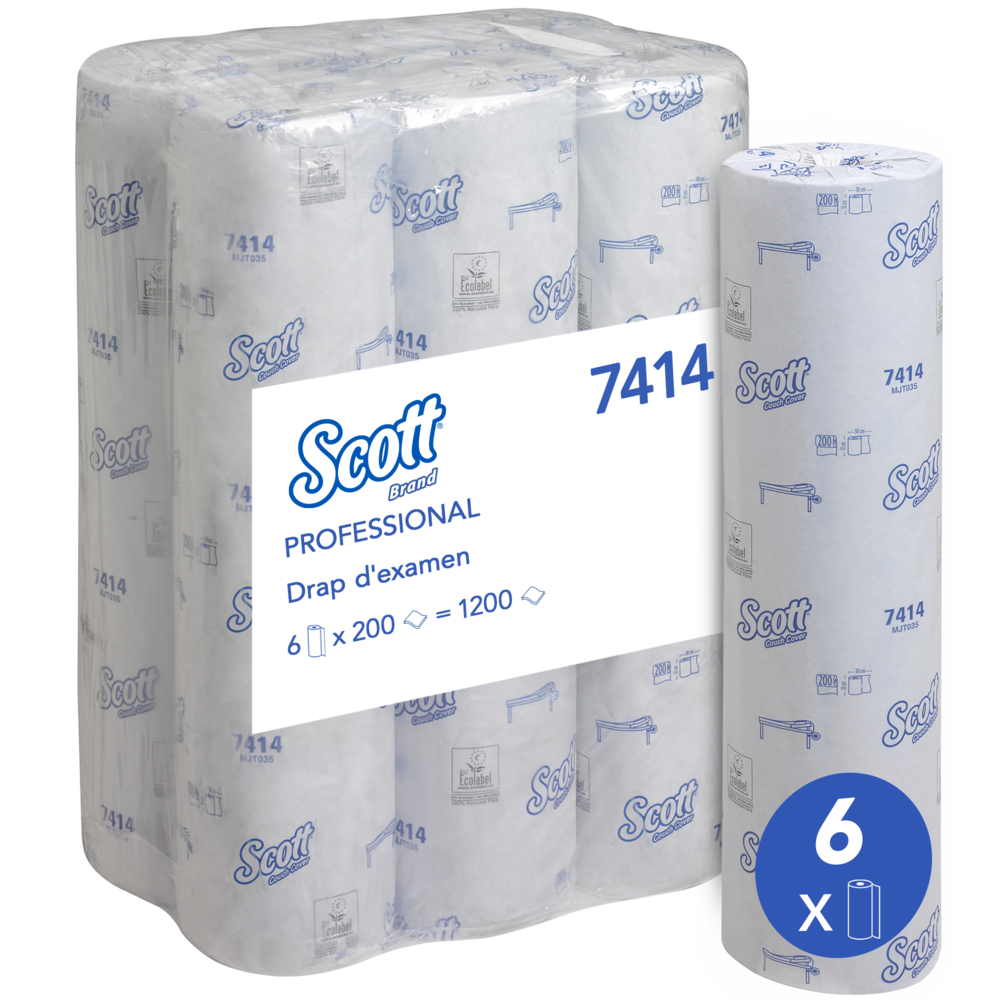 Scott® Extra Couch Cover (51W) 7414 - 6 rolls x 200 blue, 2 ply sheets - 7414