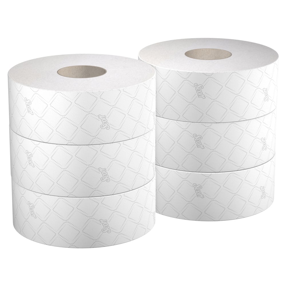 Scott® Essential™ Jumbo Toilettenpapierrolle 8511 – Jumbo-Rolle Toilettenpapier – 6 Rollen x 380m Blatt 2-lagigen Toilettenpapiers (2.280m gesamt) - 8511