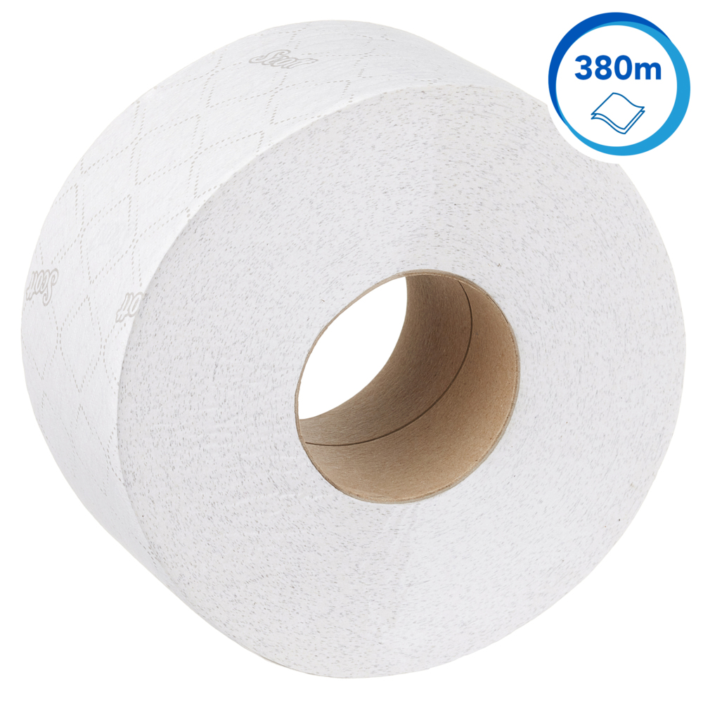 Rouleau de papier toilette Jumbo Scott® Essential™ 8511 - Rouleau de papier toilette Jumbo - 6 rouleaux de 380 m de papier toilette 2 épaisseurs (2 280m au total) - 8511