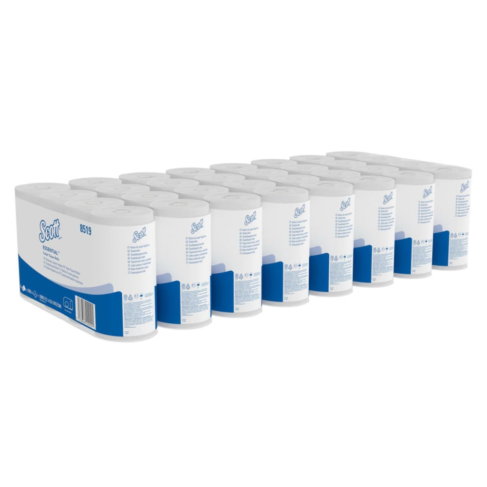 Papier toilette en rouleau standard Scott® Essential™ 8519 - 2 plis - 64 rouleaux de 350 feuilles blanches (22 400 feuilles au total) - 8519