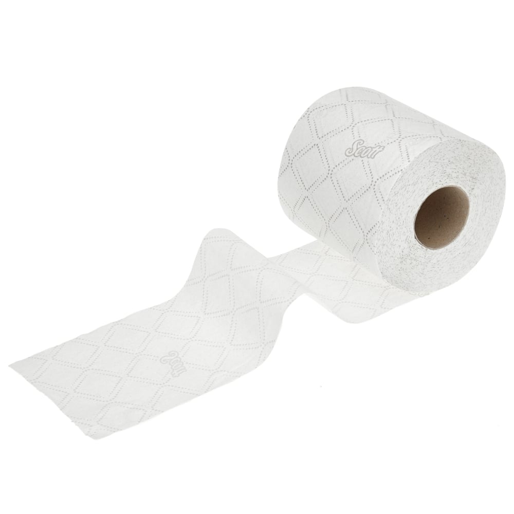 Papier toilette en rouleau standard Scott® Essential™ 8519 - 2 plis - 64 rouleaux de 350 feuilles blanches (22 400 feuilles au total);Papier toilette en rouleau standard Scott® Essential™  8519, 64 rouleaux de 350 feuilles blanches, 2 épaisseurs (22 400 feuilles au total) - 8519