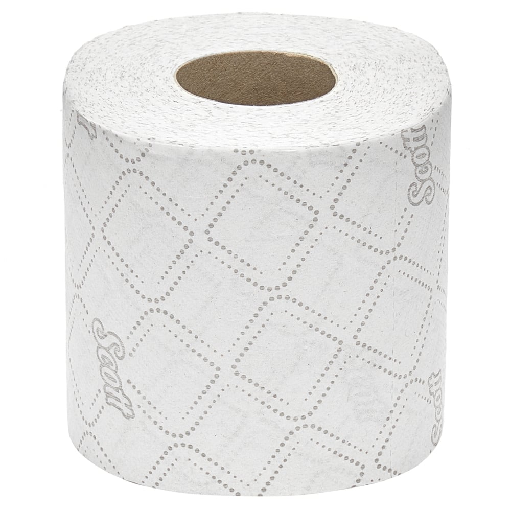 Papier toilette en rouleau standard Scott® Essential™ 8519 - 2 plis - 64 rouleaux de 350 feuilles blanches (22 400 feuilles au total);Papier toilette en rouleau standard Scott® Essential™  8519, 64 rouleaux de 350 feuilles blanches, 2 épaisseurs (22 400 feuilles au total) - 8519