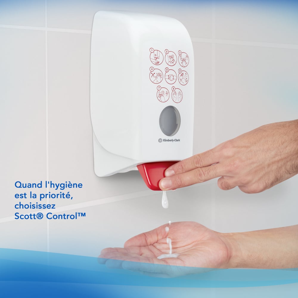 Mousse hydroalcoolique pour les mains Scott® Control™ 6392 - 6 recharges de désinfectant transparent pour les mains de 1 litre (6 litres au total) - 6392