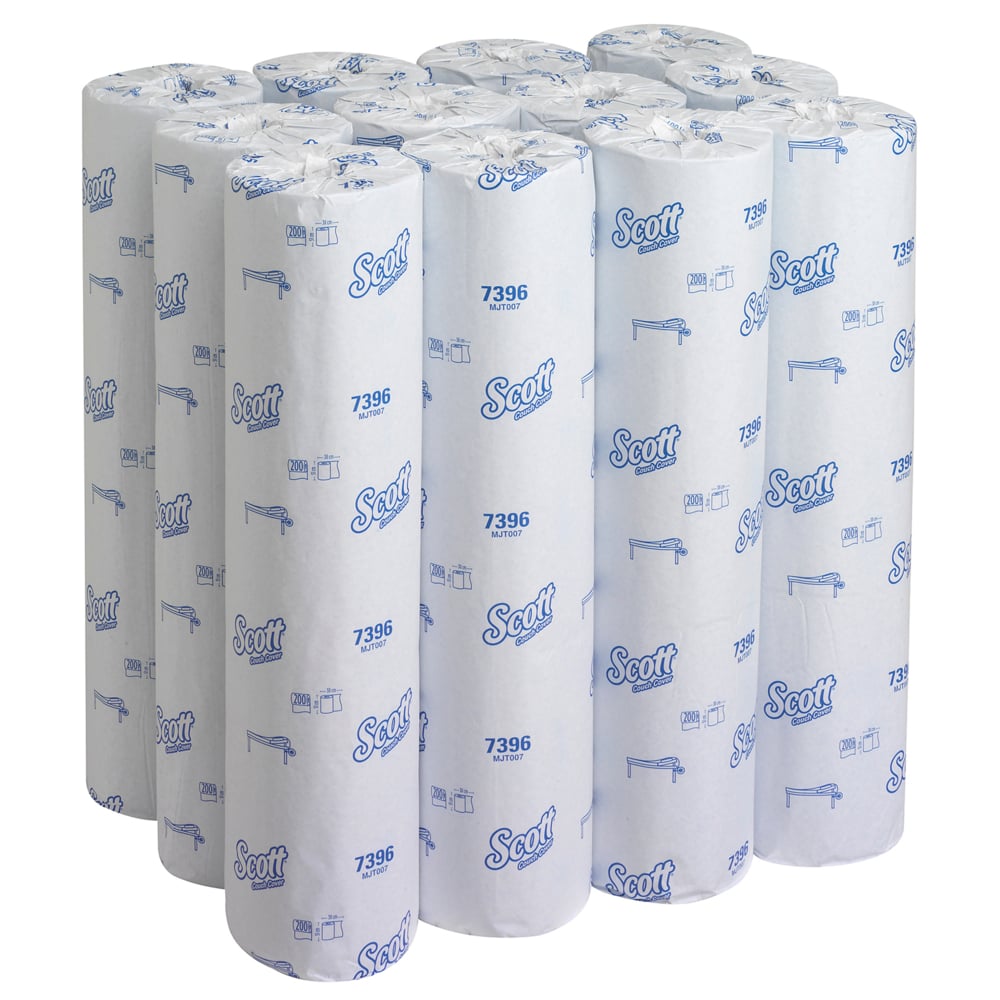 Scott® Ärzterollen (51 B) 7396 – 12 Rollen mit je 200 blauen, 1-lagigen Liegenabdeckungen - 7396