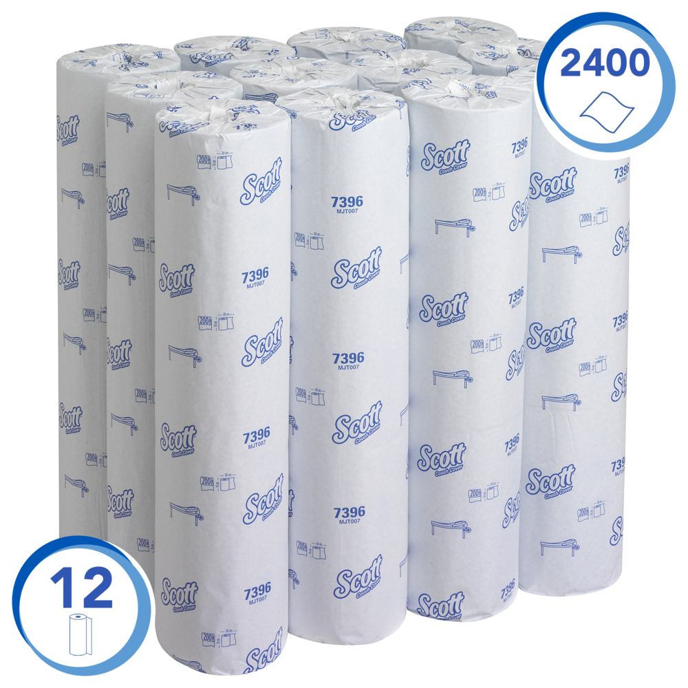 Drap d'examen Scott® (51W) 7396 - 12 rouleaux de 200 formats bleus, 1 épaisseur - 7396