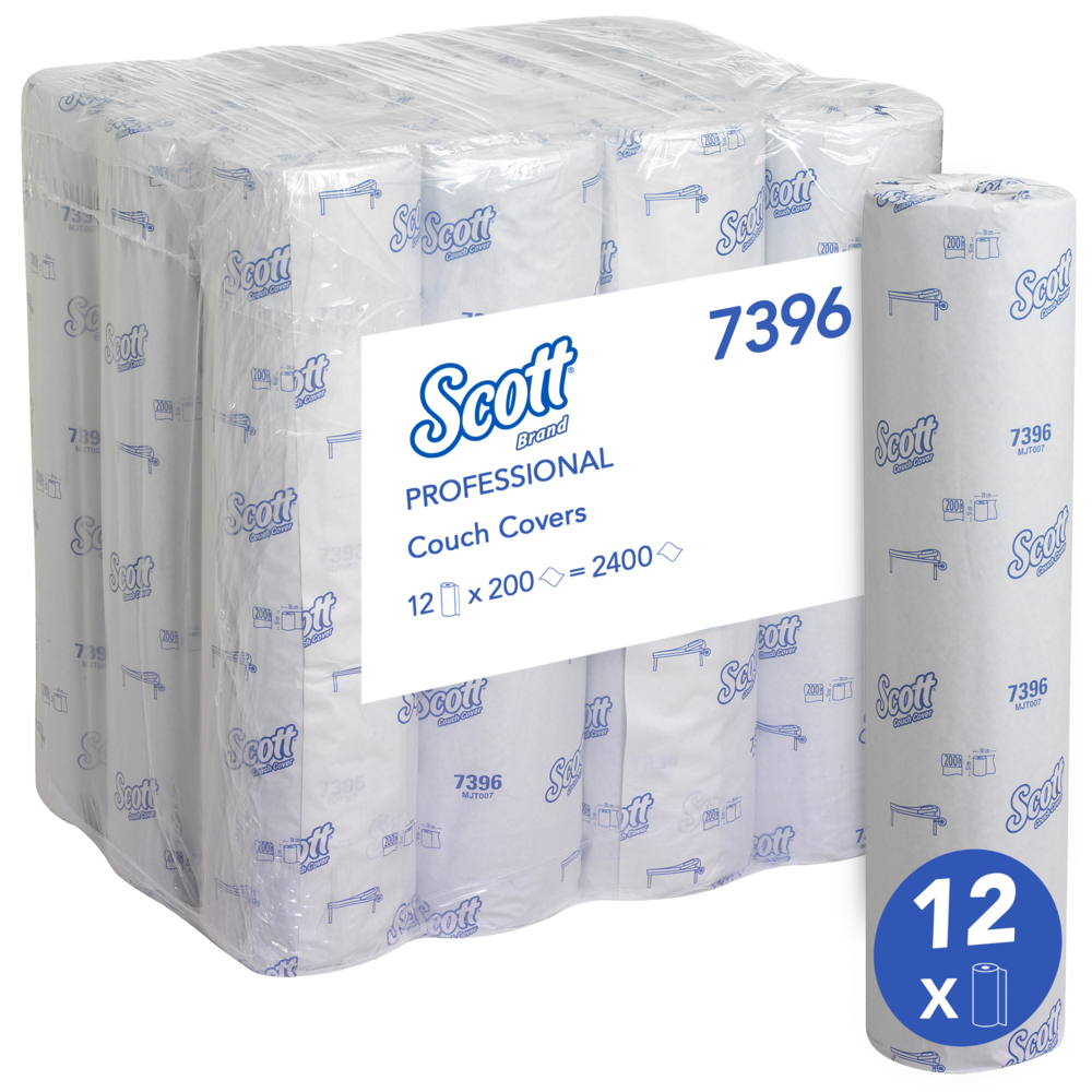 Scott® Ärzterollen (51 B) 7396 – 12 Rollen mit je 200 blauen, 1-lagigen Liegenabdeckungen - 7396