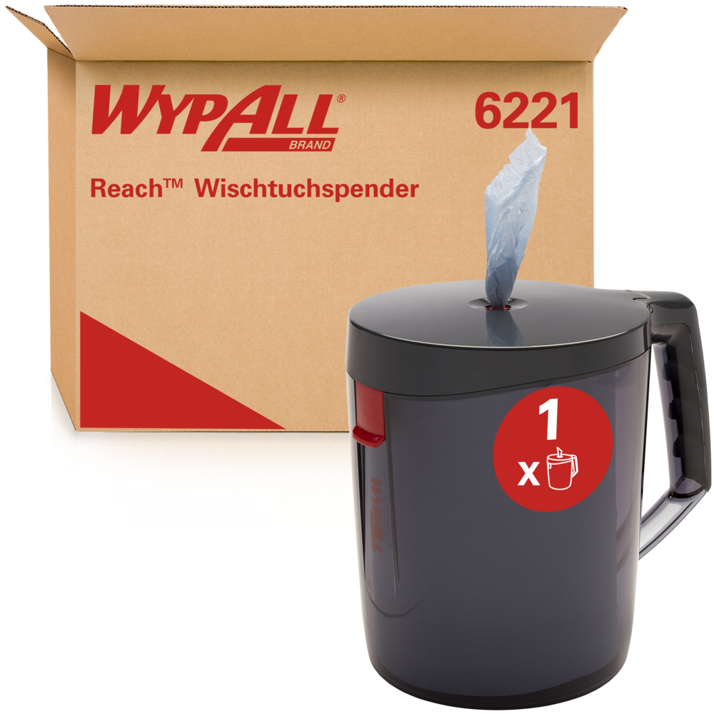 Draagbare WypAll® Reach™ dispenser met centrale toevoer 6221 - dispenser voor witte of blauwe rol - 1 dispenser voor papieren poetsdoeken - 6221