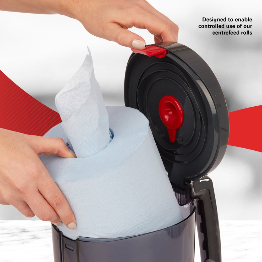 Dispensador de dispensación central portátil WypAll® Reach™ 6221 - Dispensador de rollo blanco o azul - 1 dispensador de paños - 6221