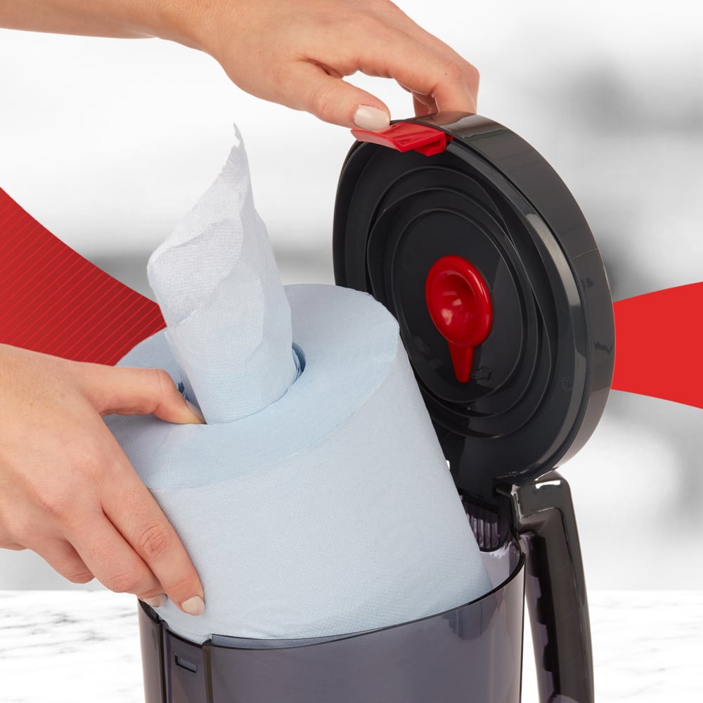 Dispensador de dispensación central portátil WypAll® Reach™ 6221 - Dispensador de rollo blanco o azul - 1 dispensador de paños - 6221