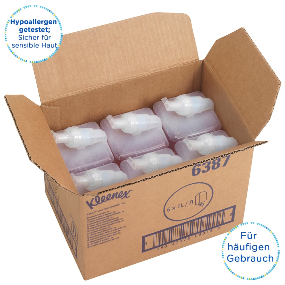 Kleenex® Botanics™ Joy Luxury Пенное моющее средство для рук, код 6387, красный цвет, 6 х 1 л (итого 6 л) - 6387