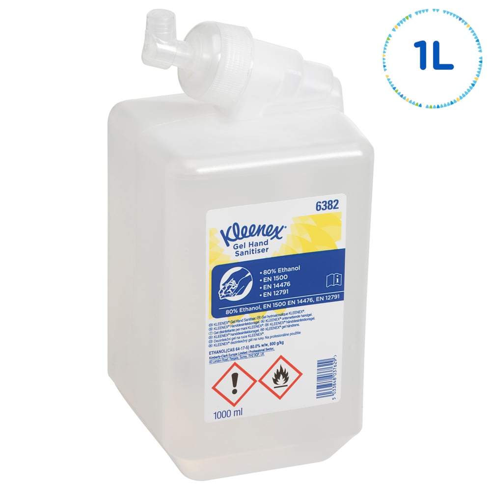 Gel hydroalcoolique pour les mains Kleenex® 6382, transparent, 6 x 1 L (6 L au total) - 6382