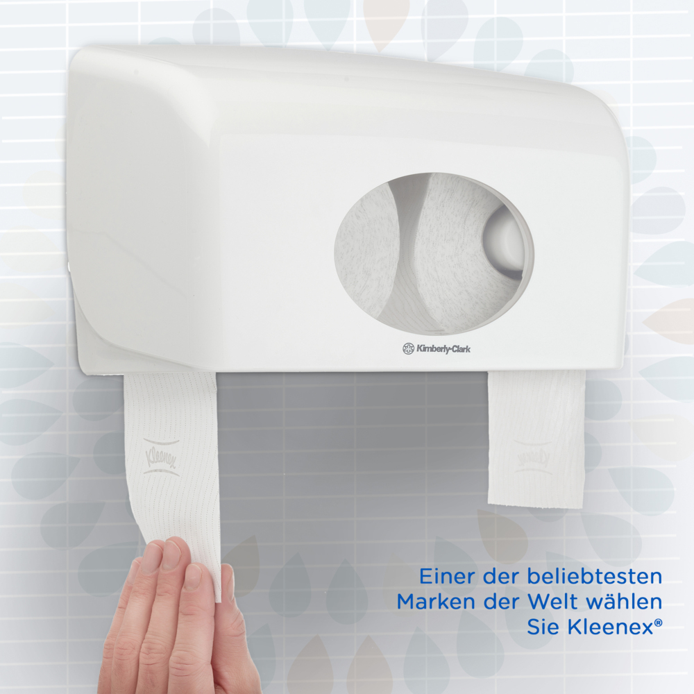 Kleenex® Essential™ Papel higiénico en rollo estándar 8441, 36 rollos x 600 hojas blancas de 2 capas (21600 hojas) - 8441