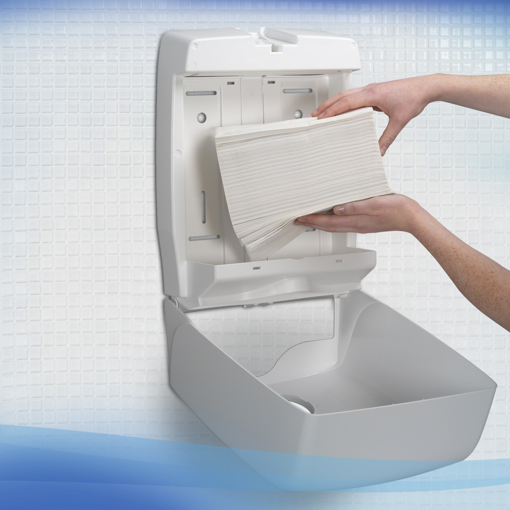 Essuie-mains pliés jetables dans les sanitaires Scott® Control™ 6659, 15 paquets de 300 feuilles blanches 1 épaisseur. - 6659
