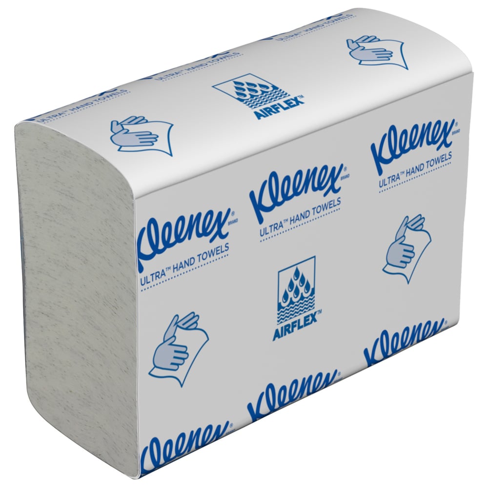 Essuie-mains pliés blancs Kleenex® Ultra™ 4633 – Essuie-mains en papier jetables 2 épaisseurs – 18 paquets x 150 essuie-mains en papier petit format (2 700 au total) - 4633