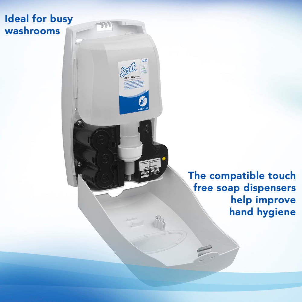 Scott® Control™ Пенное моющее средство для рук для регулярного применения, код 6345, прозрачный цвет без отдушек, 4х 1,2 л (итого 4,8 л) - 6345