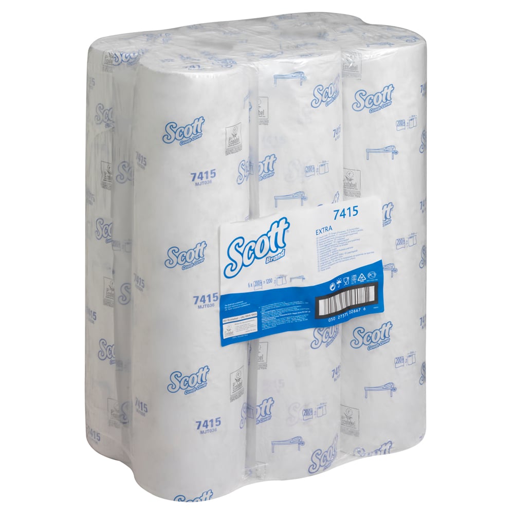 Scott® Extra Onderzoekbankbeschermer (51 cm) 7415 - 6 rollen x 200 witte, 2-laags doeken - 7415