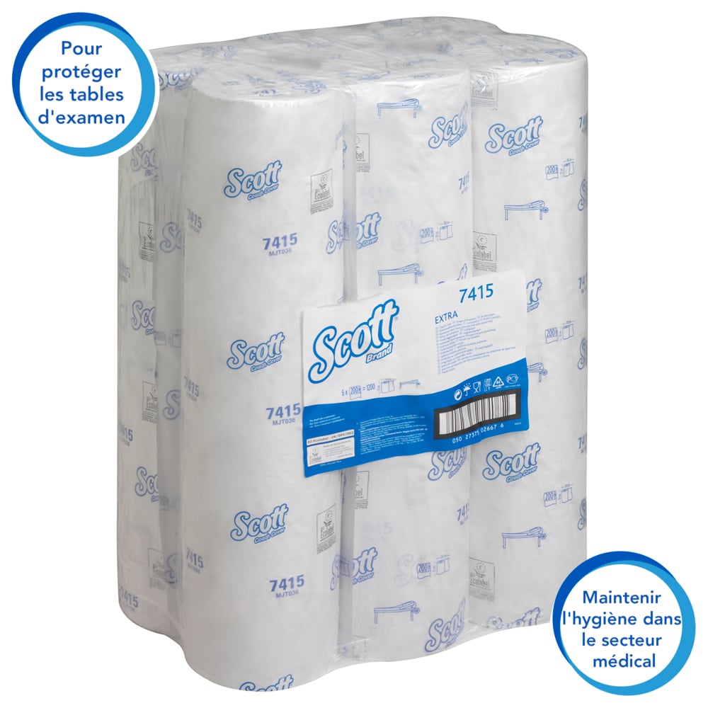 Scott® Extra Couch Cover (51W) 7415 - 6 rolls x 200 white, 2 ply sheets - 7415