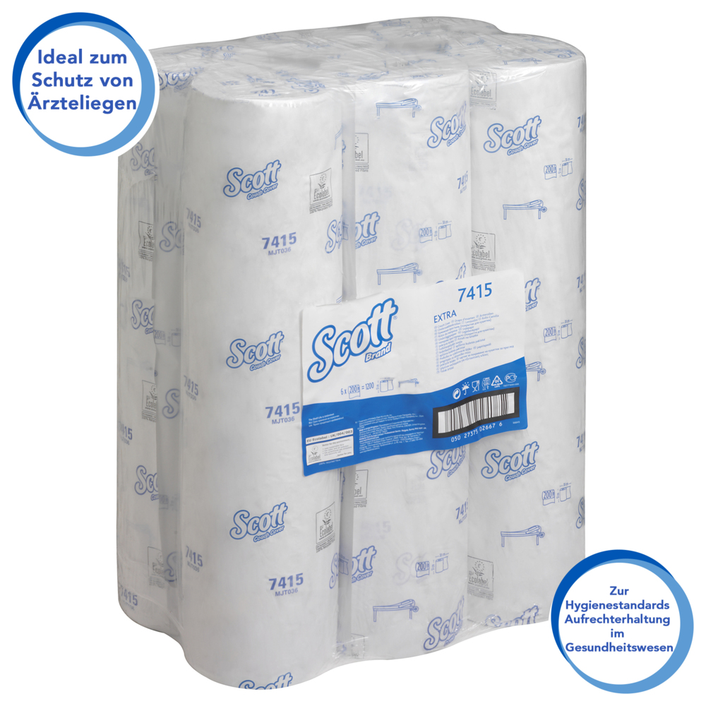 Scott® Extra Onderzoekbankbeschermer (51 cm) 7415 - 6 rollen x 200 witte, 2-laags doeken - 7415