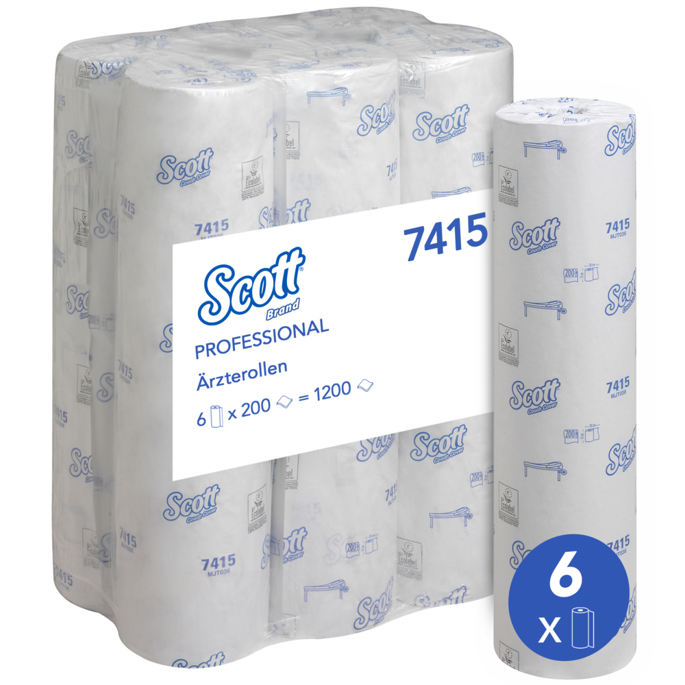 Scott® Extra Onderzoekbankbeschermer (51 cm) 7415 - 6 rollen x 200 witte, 2-laags doeken - 7415