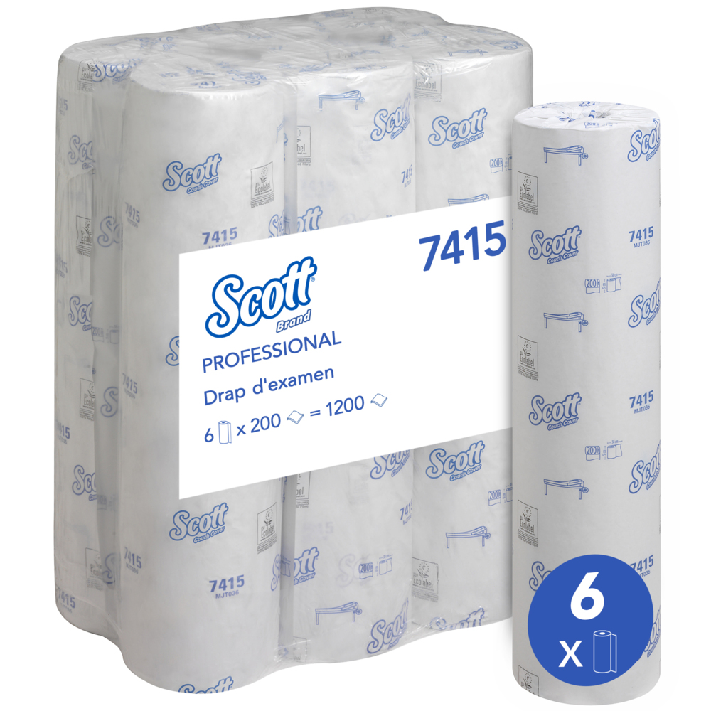 Scott® Extra Couch Cover (51W) 7415 - 6 rolls x 200 white, 2 ply sheets - 7415