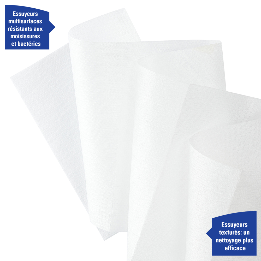 Essuyeurs WypAll® Wettask™ pour désinfectants 7754 - Essuyeurs multisurfaces - 6 rouleaux x 250 essuyeurs de nettoyage blancs (1 500 au total) - 7754