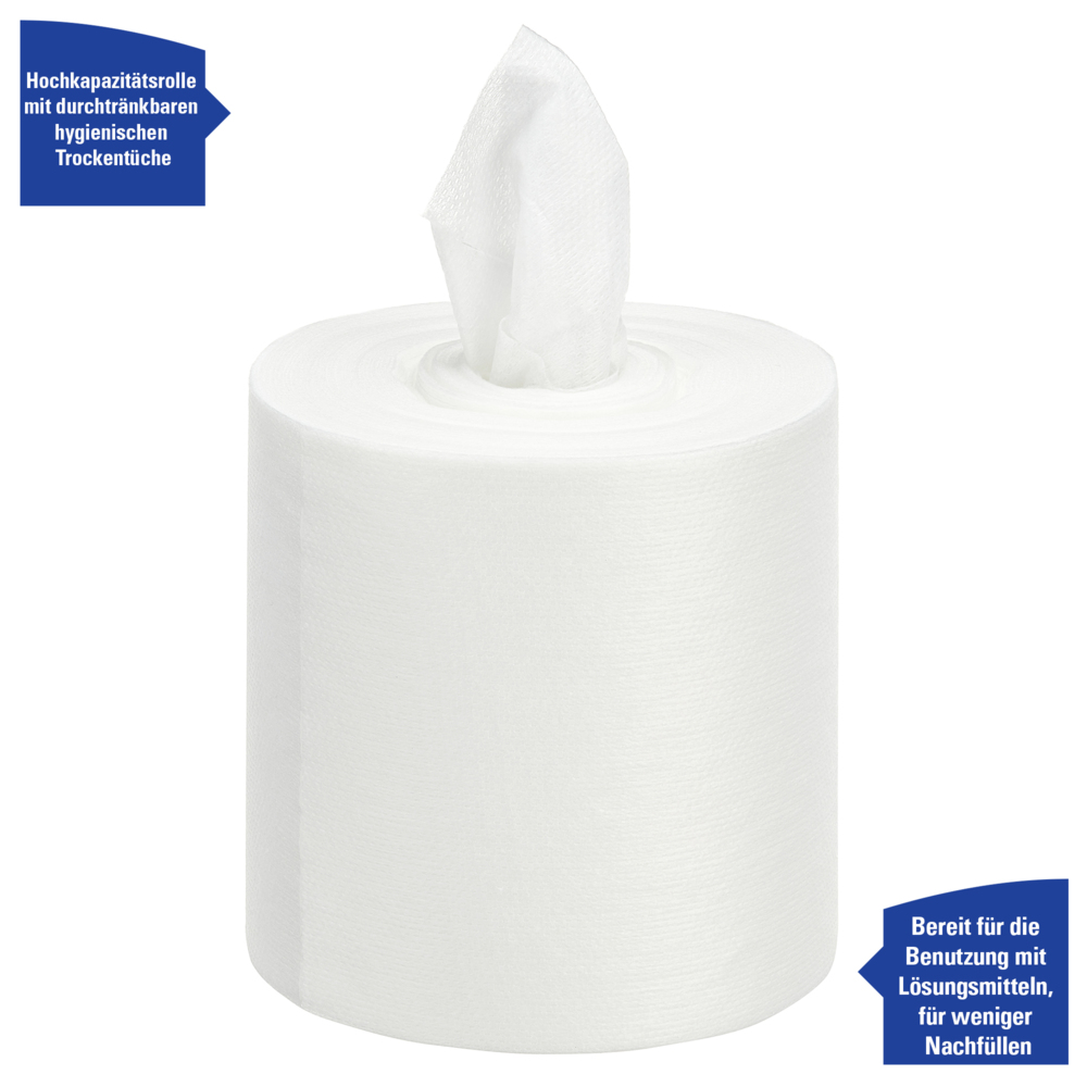 WypAll® Wettask™-poetsdoeken voor desinfectie- en ontsmettingsmiddelen 7754 - poetsdoeken voor verschillende oppervlakken - 6 rollen x 250 witte poetsdoeken (1500 in totaal) - 7754