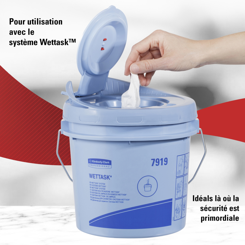 Essuyeurs WypAll® Wettask™ pour désinfectants 7754 - Essuyeurs multisurfaces - 6 rouleaux x 250 essuyeurs de nettoyage blancs (1 500 au total) - 7754