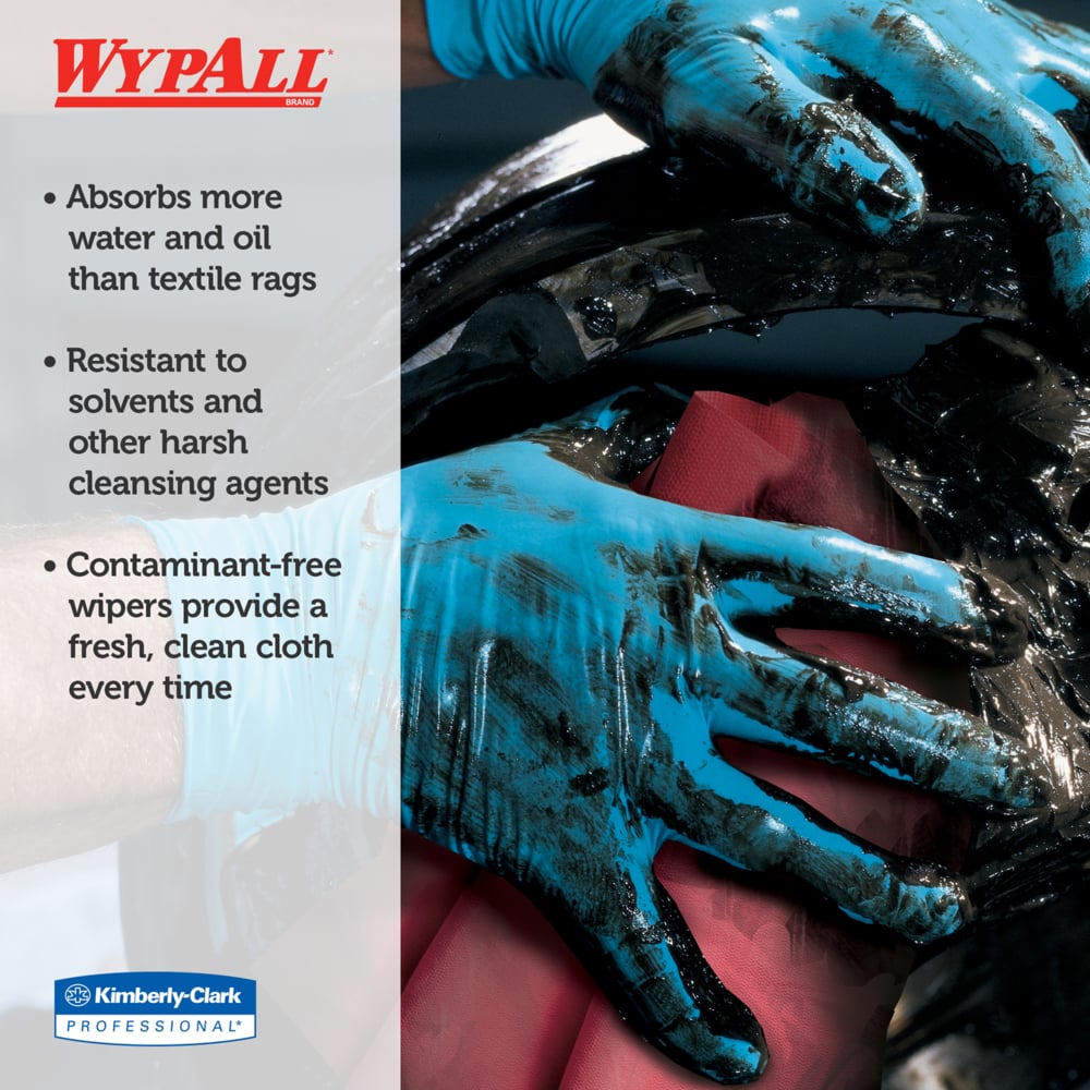 WypAll® X80 Reusable Wipes (41029), Red Quarter-fold, 4 Packs / Case, 50 Sheets / Pack (200 Sheets) - 991041029