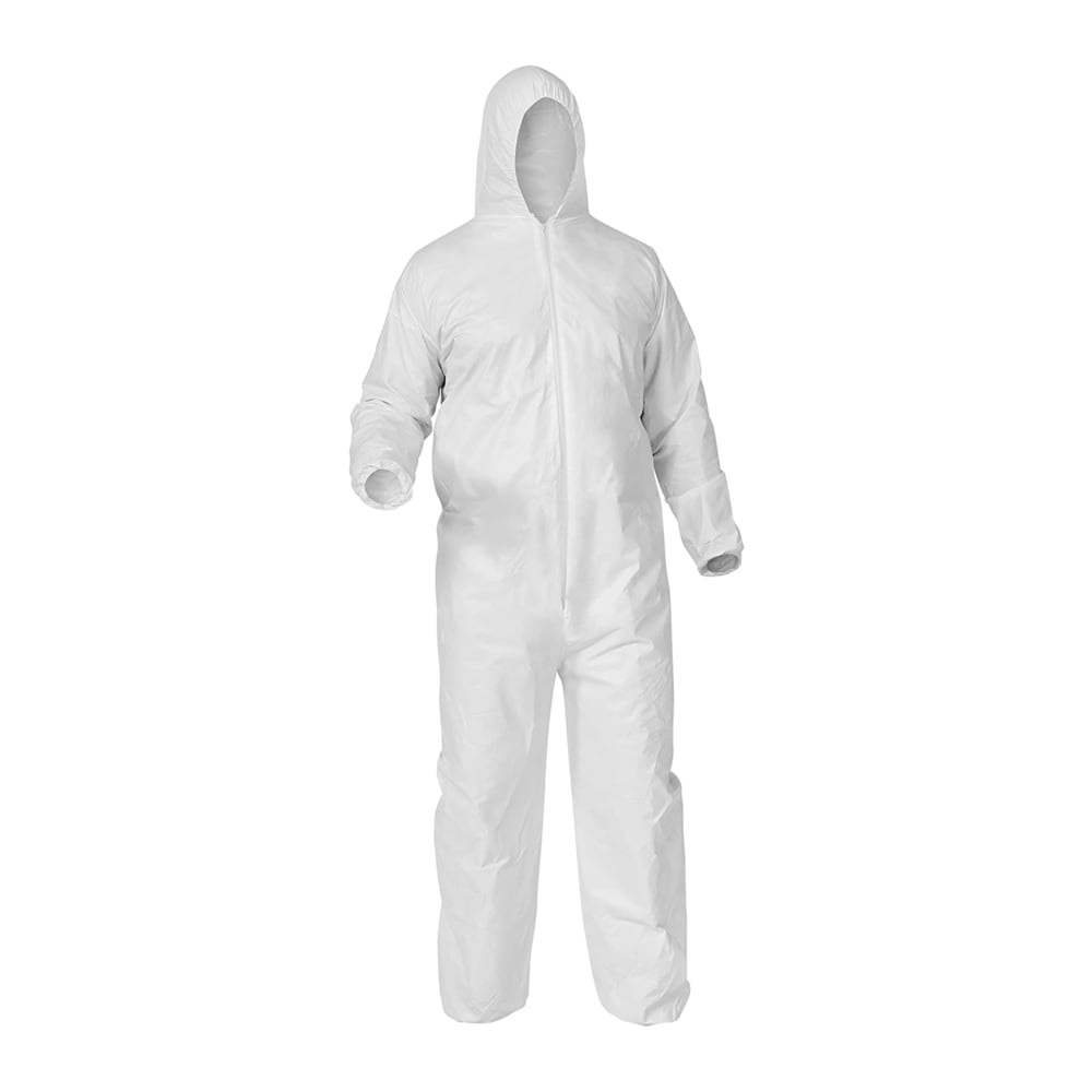 KleenGuard® A35 Disposable Coveralls (38938), Liquid and Particle Protection, Hooded, White, Large, 25 Garments / Case - 991038938