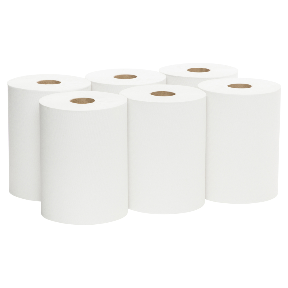 Scott® Slimroll™ Paper Hand Towels (12388), White Paper Towel Roll,  6 Compact Rolls / Case, 176m / Roll (1056m) - 991012388