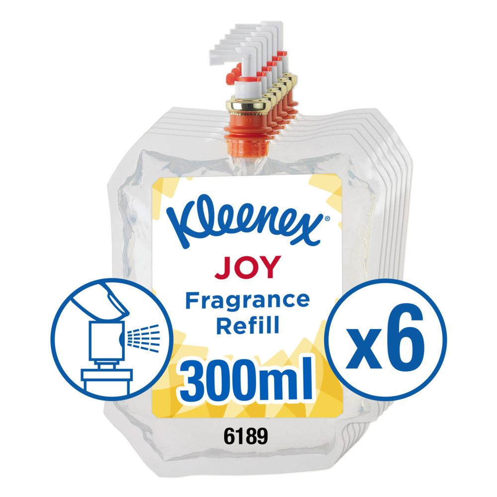 Kleenex® Duft-Lufterfrischer Joy – Nachfüllpackung 6189, transparent, 6 x 300 ml (1.800 ml gesamt) - 6189