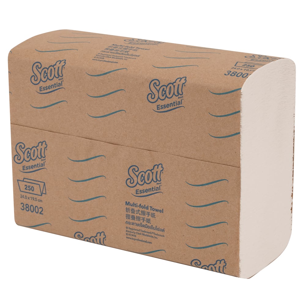 Scott® Hand Towel - Multifold, 38002A - white, 1 ply, 16 packs x 250sheets (4000 sheets) - S055170753