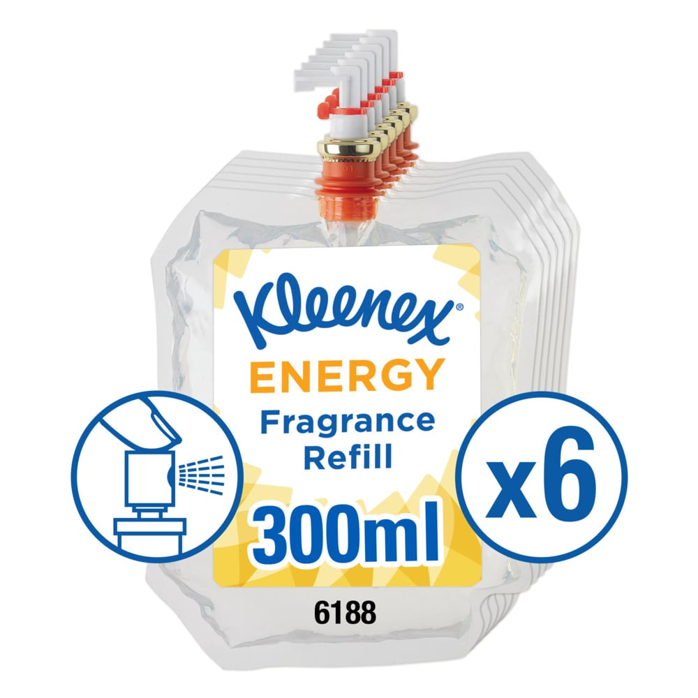 Kleenex® Energy Luchtverfrisser Aircare navulling 6188, Helder, 6x300ml (1800 ml totaal) - 6188