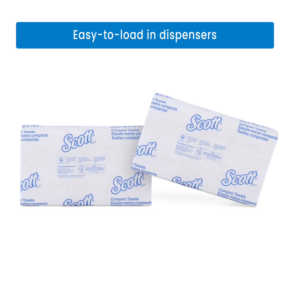 Scott® Control Compact Hand Towels (5855), White, 1-Ply Sheets, 16 Packs / Case, 110 Sheets / Pack (1760 Sheets) - 991058550