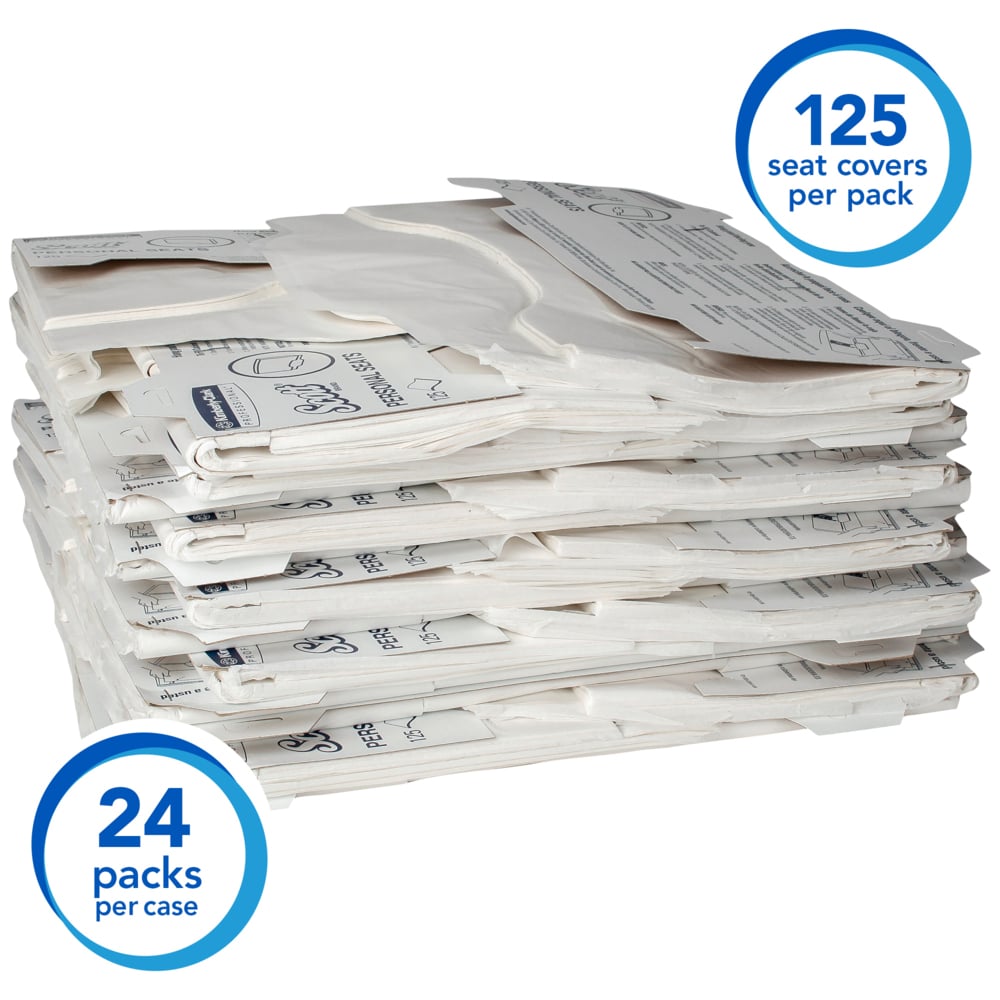 Scott® Personal Seat Covers 07410 - White, 24x125 (3,000 covers) - 991007410