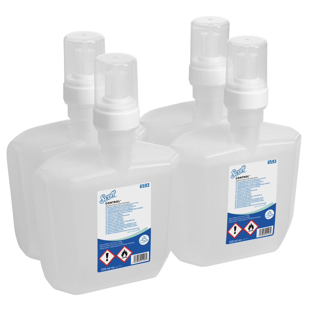 Scott® Control Alcohol Foam Hand Sanitiser (6593), Fragrance and Dye Free, 2 Cartridges / Case, 1.2 Litre / Cartridge (2.4 Litres) - S059692448