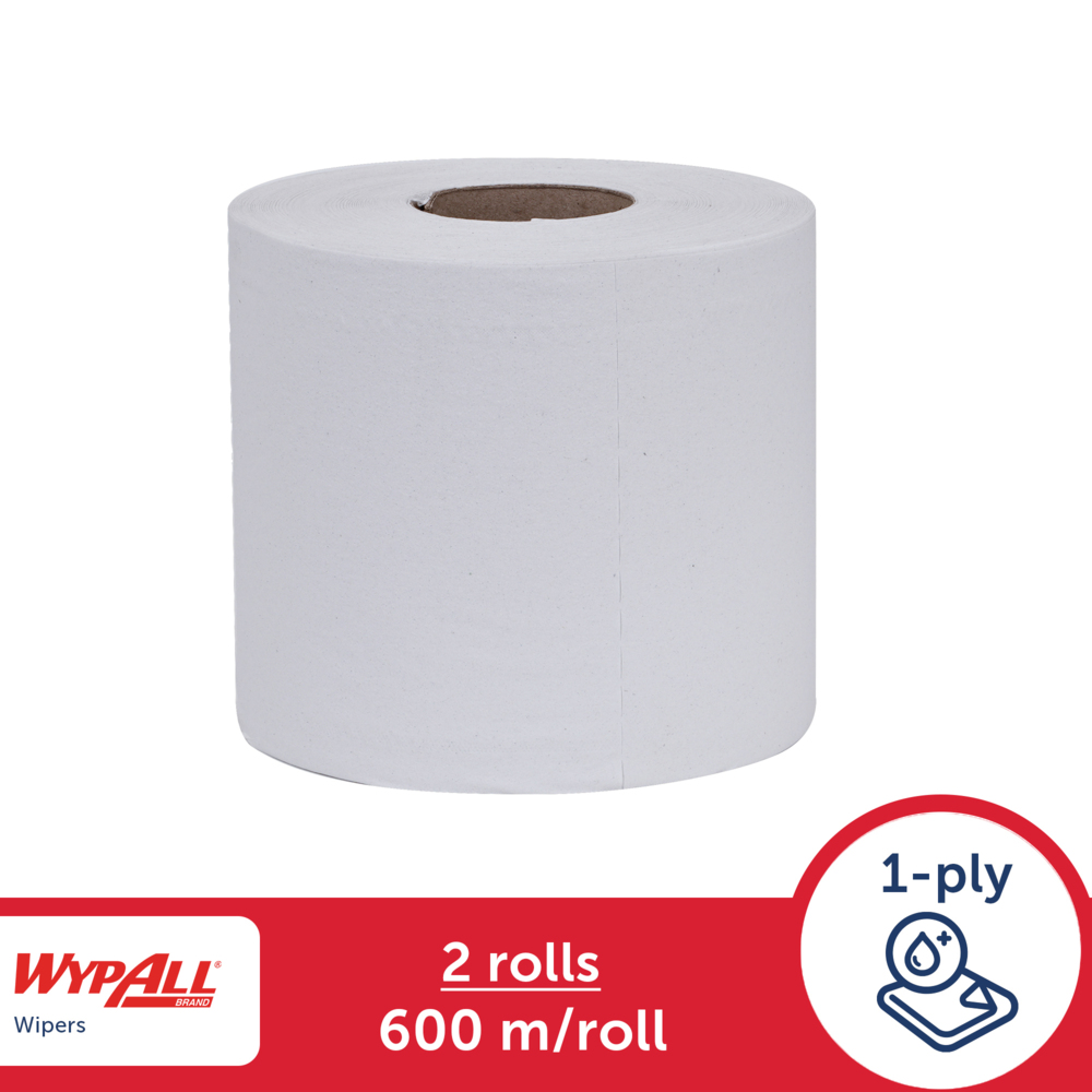 WypAll® Jumbo Roll Wipers (20271), White 1-Ply, 2 Rolls / Case, 600m / Roll (1200m) - S050064499