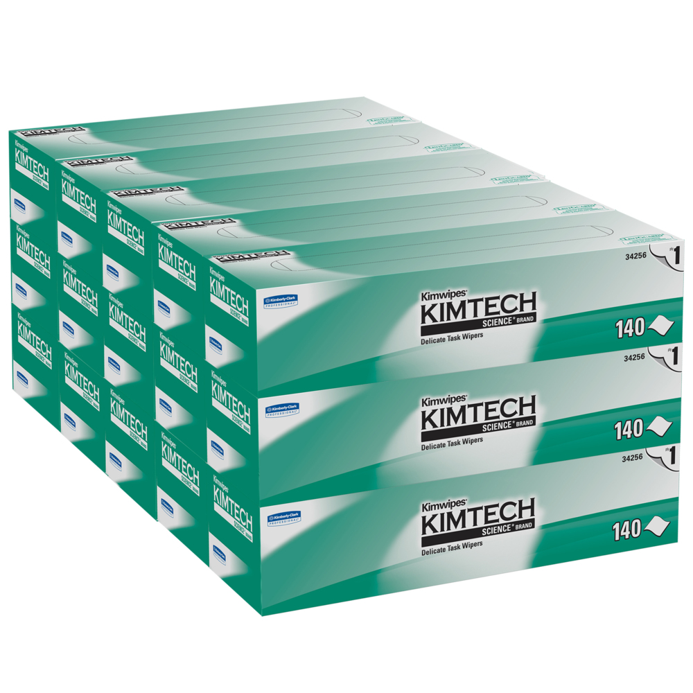 Kimtech Science® Kimwipes™ (34256), White, 1-Ply, 15 Boxes / Case,  140 Sheets / Box (2,100 Sheets) - 991034256