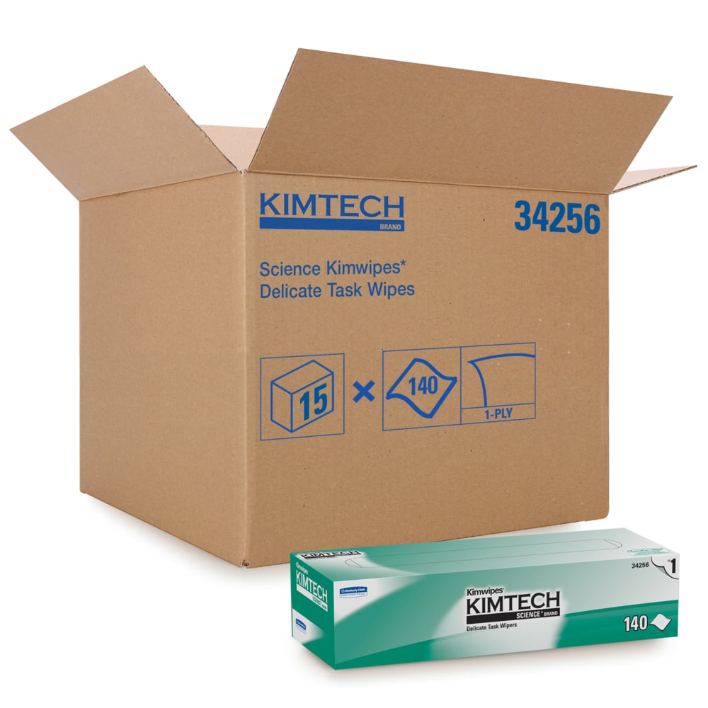 Kimtech Science® Kimwipes™ (34256), White, 1-Ply, 15 Boxes / Case,  140 Sheets / Box (2,100 Sheets) - 991034256