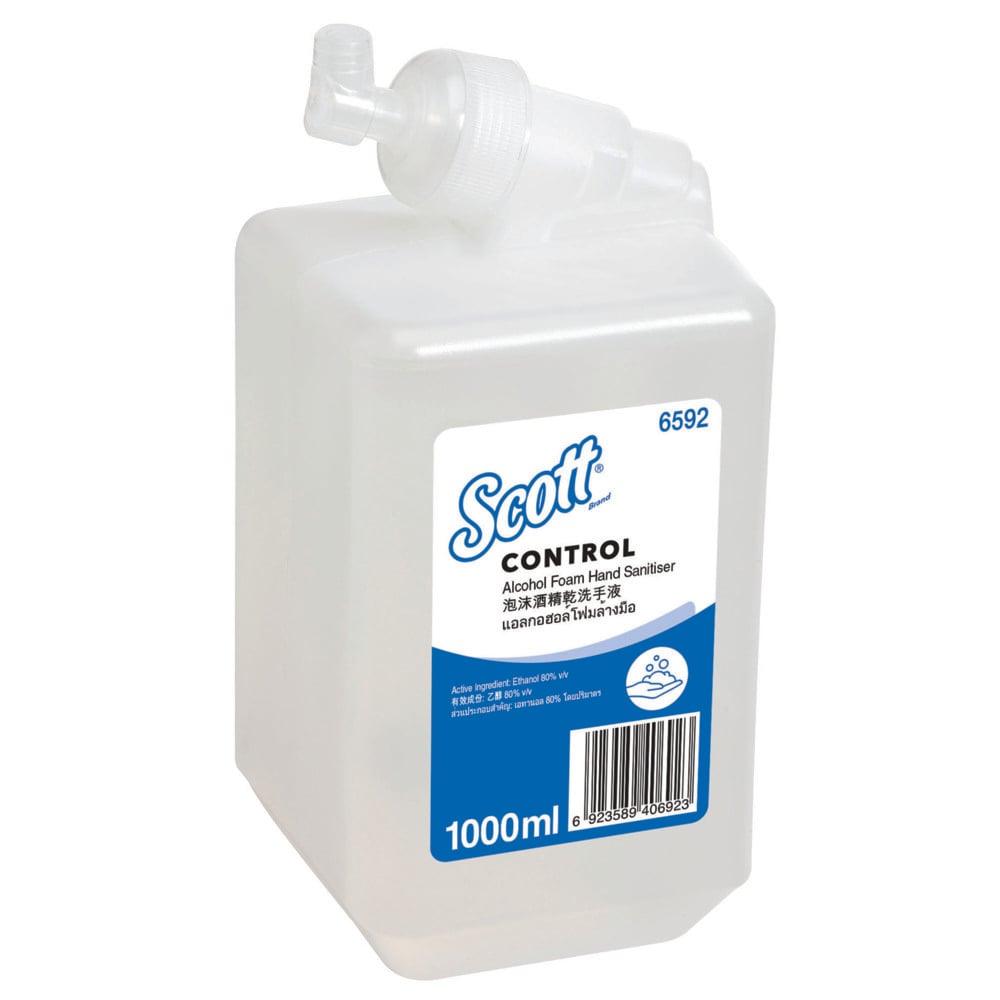 Scott® Control Alcohol Foam Hand Sanitiser (6592), Fragrance and Dye Free,  6 Cartridges / Case, 1 Litre / Cartridge (6 Litres) - S059692447