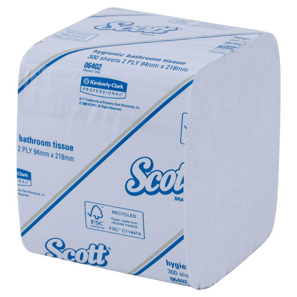 Scott® Control Interleaved Toilet Tissue (06402), White 2-Ply, 75 Packs / Case, 300 Sheets / Pack (22,500 sheets) - S050053856