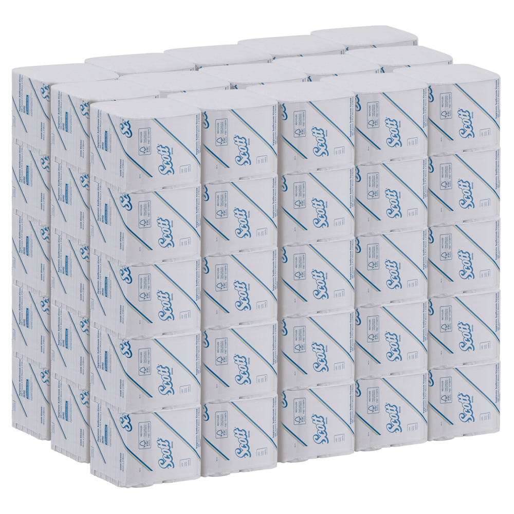 Scott® Control Interleaved Toilet Tissue (06402), White 2-Ply, 75 Packs / Case, 300 Sheets / Pack (22,500 sheets) - S050053856